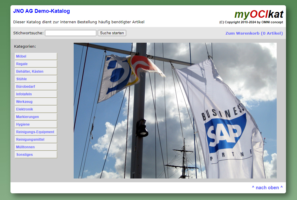 myOCIkat - Startseite, Beispiel myOCIkat - Startseite, Beispiel